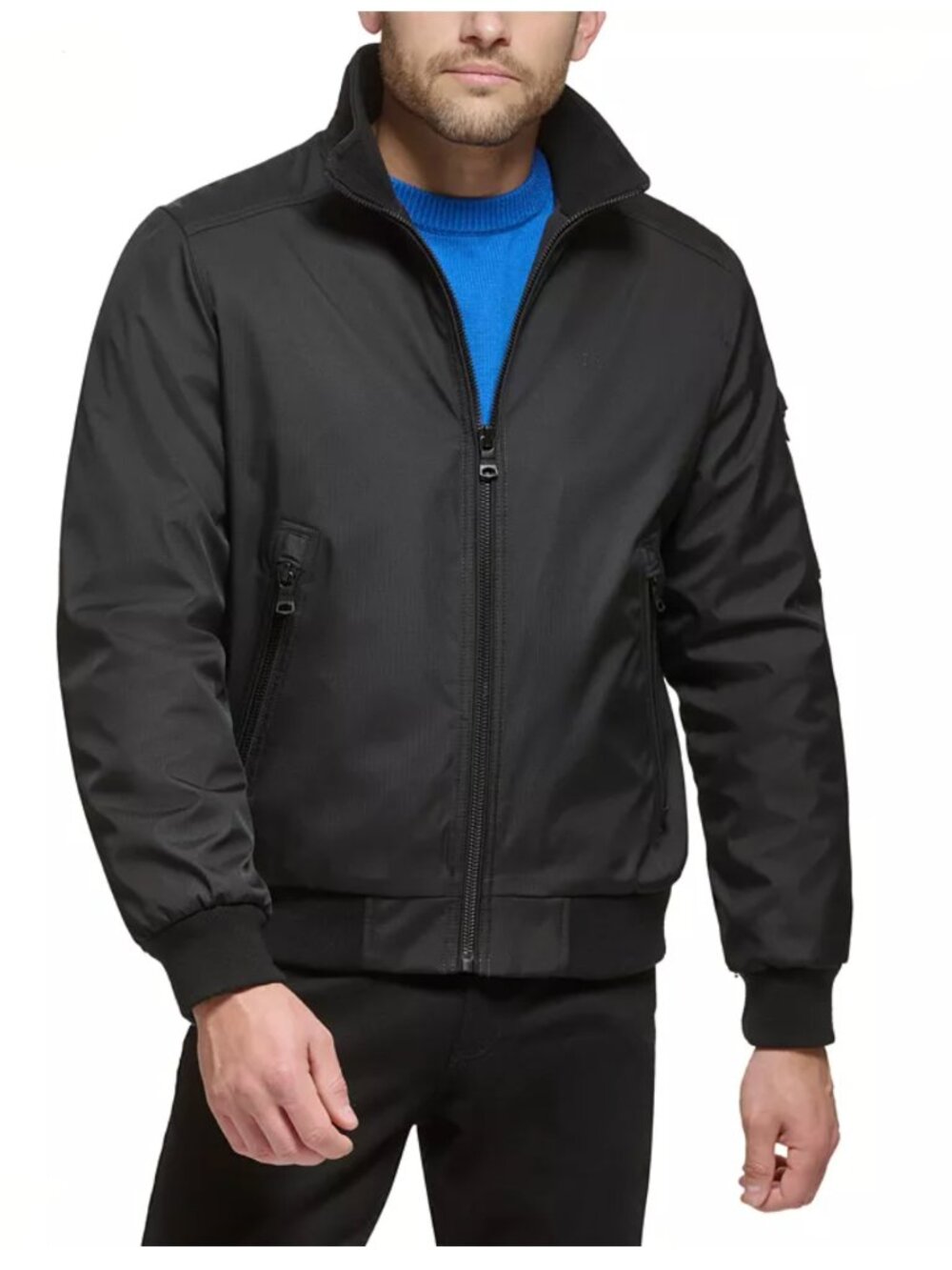 NWOT Calvin Klein Men's Classic Zip-Front Ripstop Bomber Jacket Black M